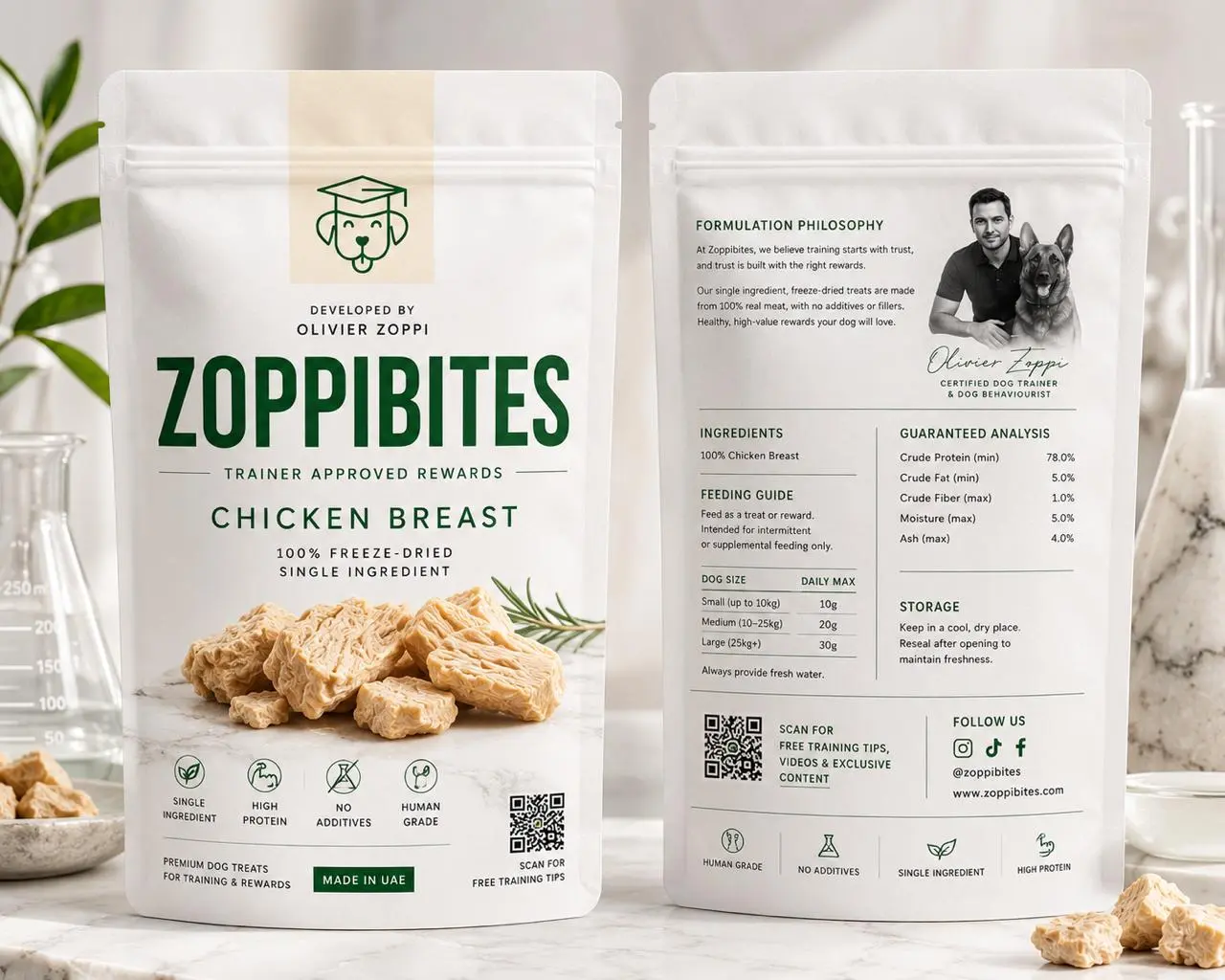 ZoppiBites premium freeze-dried dog treats packaging
